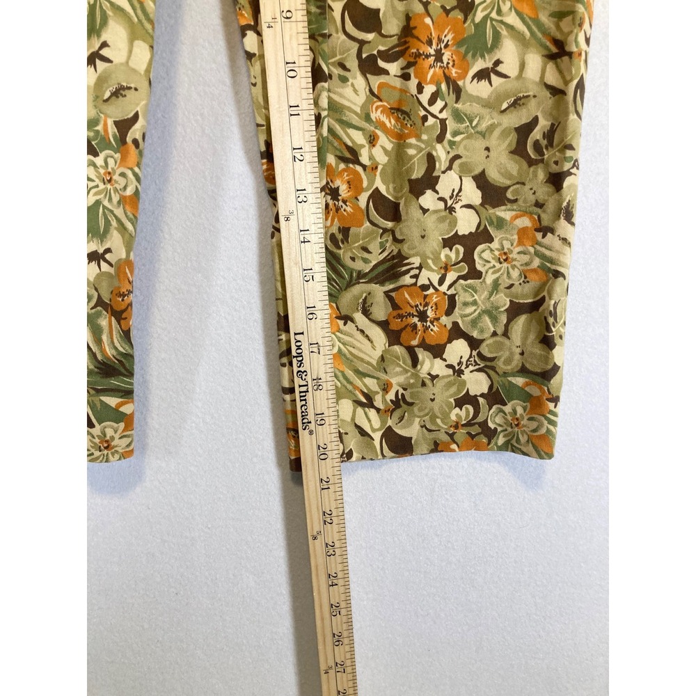 Cottagecore Chaus Womens Size‎ 10 Green Orange Floral Cropped High Rise Pants - Picture 6 of 10
